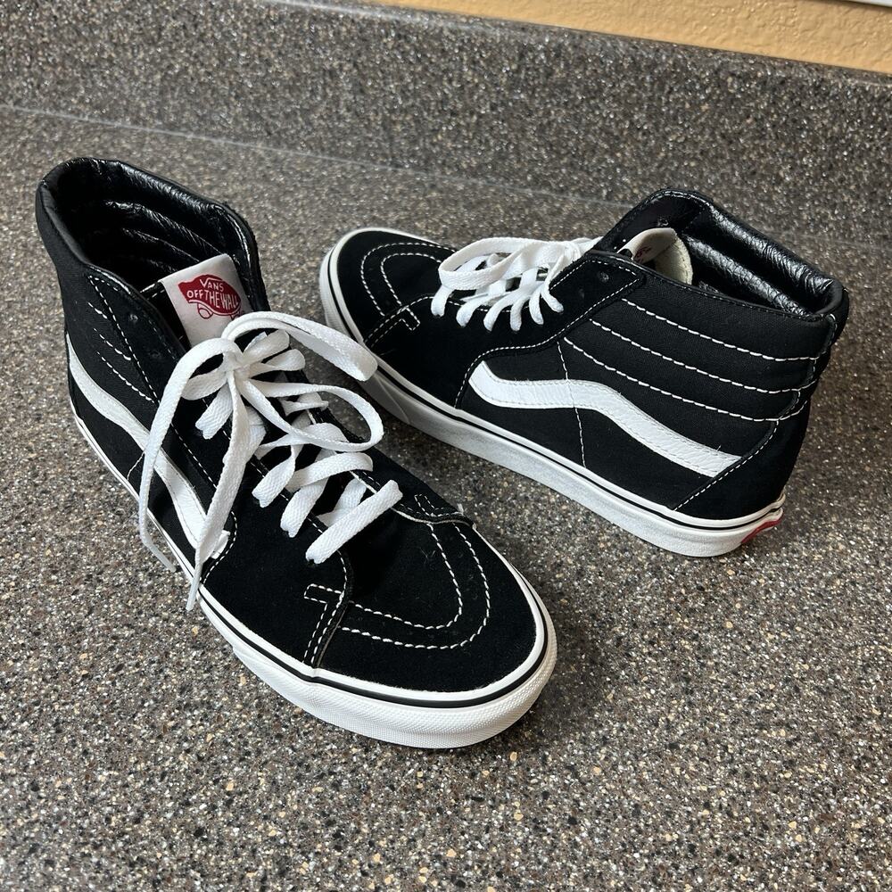 Vans Classic Sk8-Hi Black Suede/Canvas Mens Size 6.5 Skate Shoe Womens 8 Lace Up